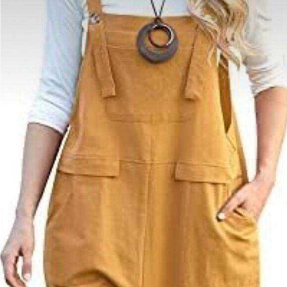 NWT YESNO Cotton Rustic brown Long Casual Loose Rompers with pockets SZ3XL - Picture 1 of 8